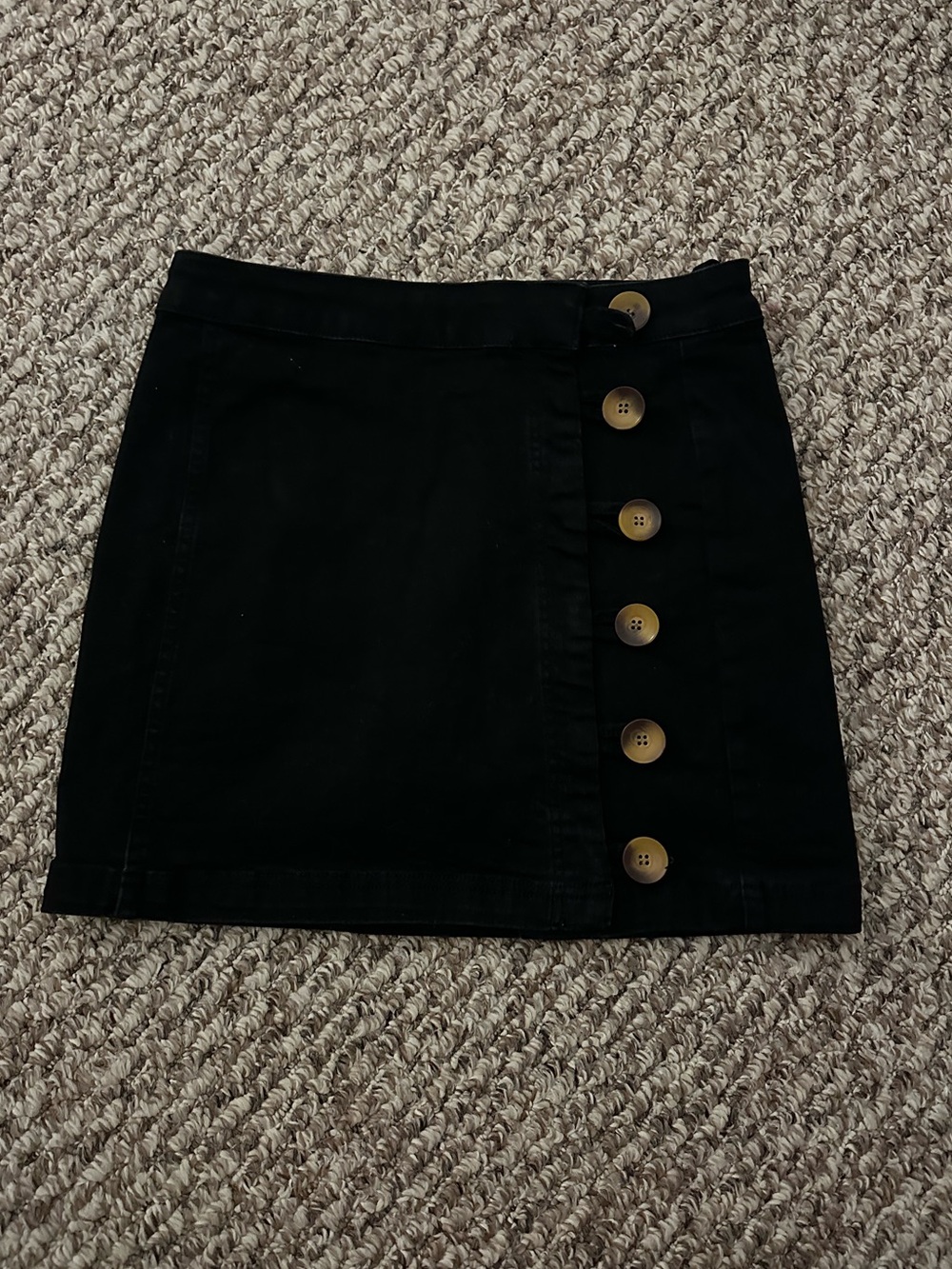 Free People Black Button-Accent Mini Skirt